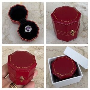 NEW! Antique Style Octagonal Red Leatherette Ring Box Elegant Presentation Box